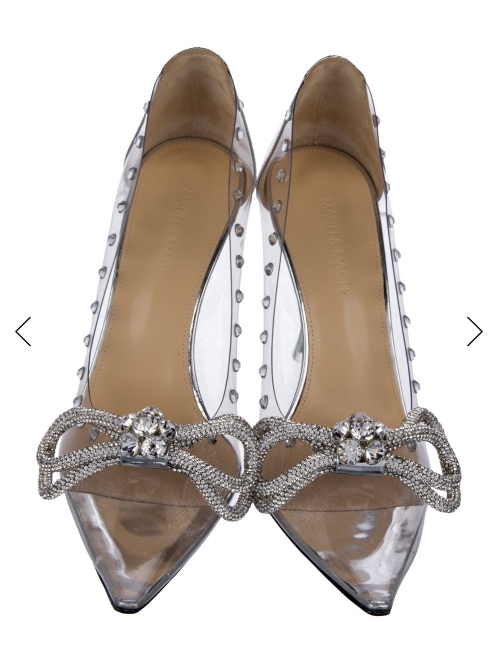 MACH & MACH Clear Pointed Flats with Crystal Bow